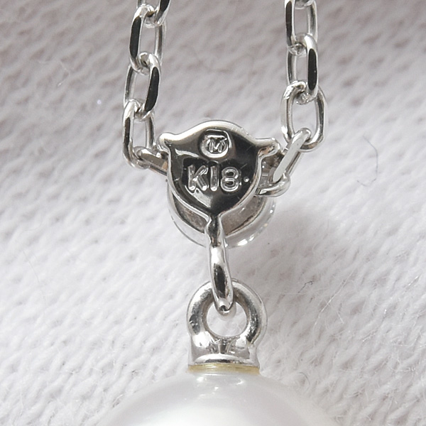 ミキモト ネックレス レディース 一粒パール ダイヤモンド ネックレス パール8.2mm K18 MIKIMOTO 中古