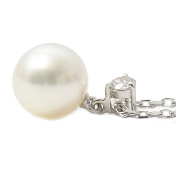 ミキモト ネックレス レディース 一粒パール ダイヤモンド ネックレス パール8.2mm K18 MIKIMOTO 中古
