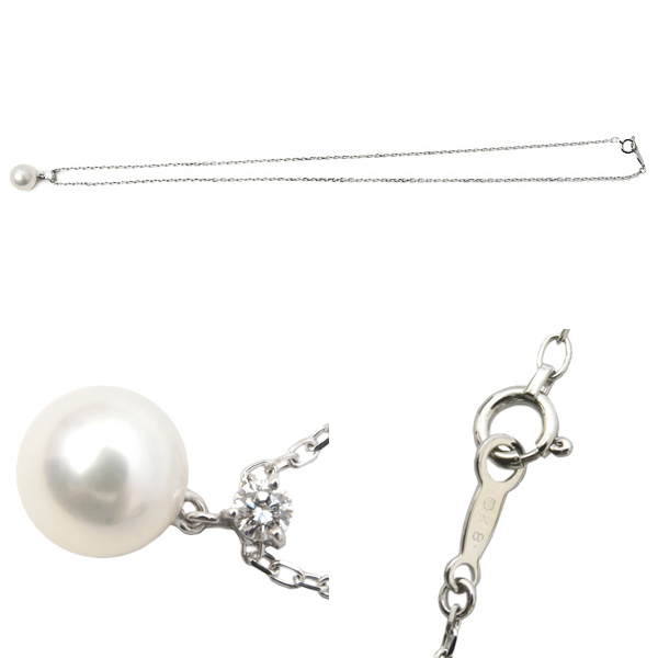 ミキモト ネックレス レディース 一粒パール ダイヤモンド ネックレス パール8.2mm K18 MIKIMOTO 中古