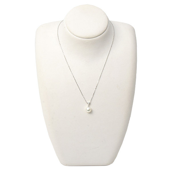 ミキモト ネックレス レディース 一粒パール ダイヤモンド ネックレス パール8.2mm K18 MIKIMOTO 中古