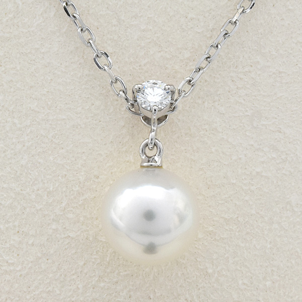 ミキモト ネックレス レディース 一粒パール ダイヤモンド ネックレス パール8.2mm K18 MIKIMOTO 中古