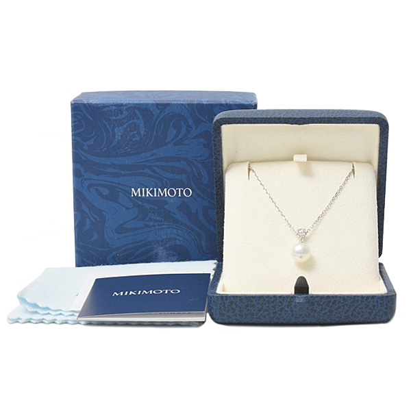 ミキモト ネックレス レディース 一粒パール ダイヤモンド ネックレス パール8.2mm K18 MIKIMOTO 中古