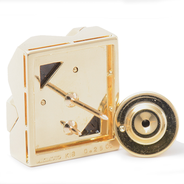 ミキモト ブローチ メンズ 三角 ウッド ダイヤモンド ブローチ タイタック イエローゴールド MIKIMOTO K18YG D:0.25ct【中古】