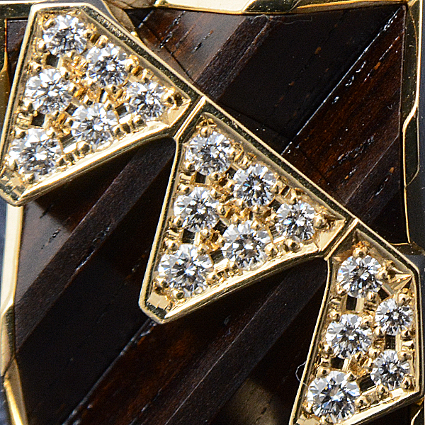 ミキモト ブローチ メンズ 三角 ウッド ダイヤモンド ブローチ タイタック イエローゴールド MIKIMOTO K18YG D:0.25ct【中古】