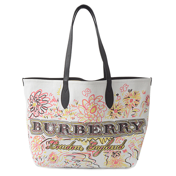 バーバリー バッグ レディース メンズ リバーシブル トートバッグ キャンバス マルチカラー BURBERRY 中古