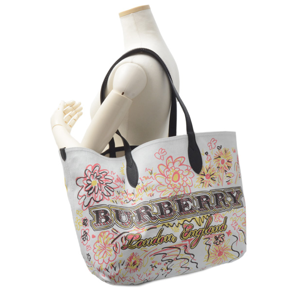 バーバリー バッグ レディース メンズ リバーシブル トートバッグ キャンバス マルチカラー BURBERRY 中古