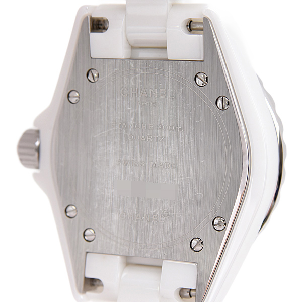シャネル 時計 レディース J12 デイト 33mm 2重ダイヤベゼル 電池式 ホワイト文字盤 CE CHANEL H0967 中古