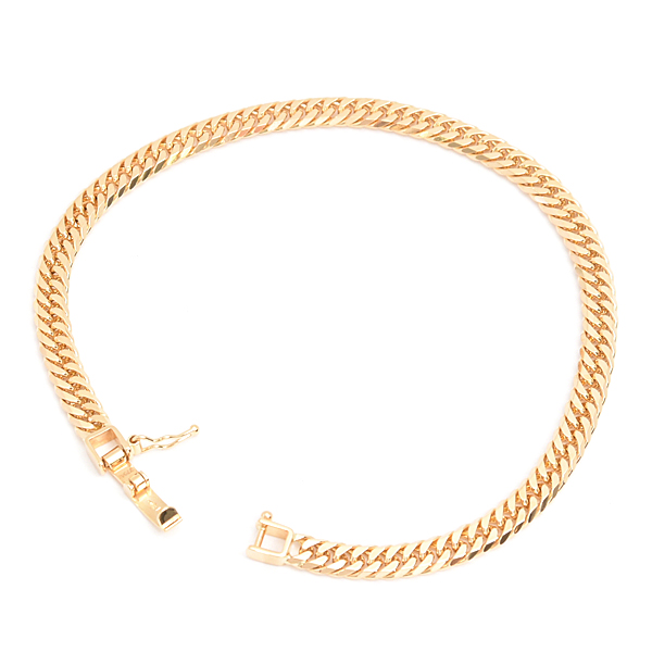 喜平 ブレスレット K18 6面カット ダブル 10g 18cm 造幣局検定刻印入 メンズ レディース チェーン イエローゴールド YG 中古