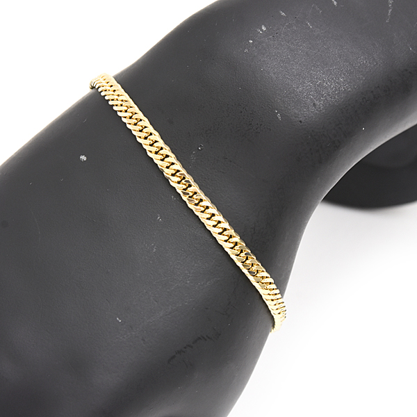 喜平 ブレスレット K18 6面カット ダブル 10g 18cm 造幣局検定刻印入 メンズ レディース チェーン イエローゴールド YG 中古