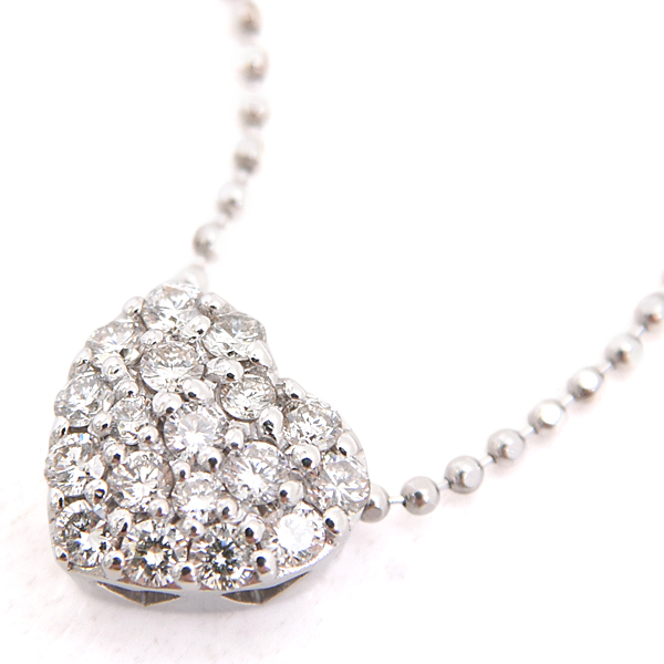 ポンテヴェキオ ネックレス レディース ハートモチーフ ダイヤ ネックレス D0.30ct ホワイトゴールド PONTE VECCHIO K18WG 中古