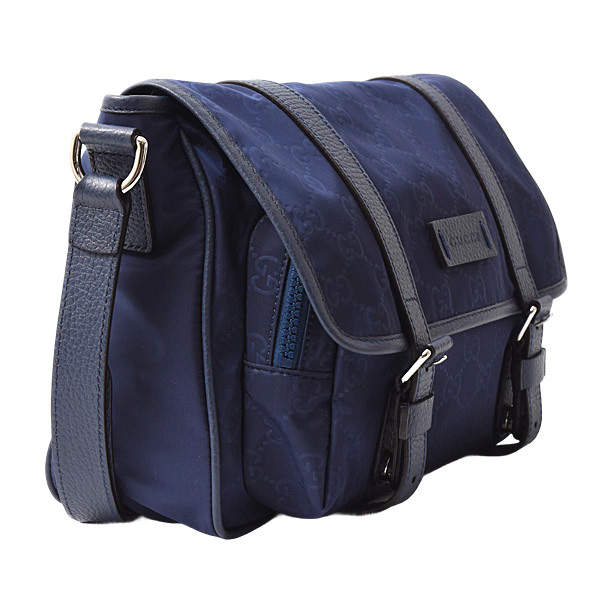 グッチ バッグ レディース メッセンジャー ショルダーバッグ GGナイロン ネイビー GUCCI 510335 中古