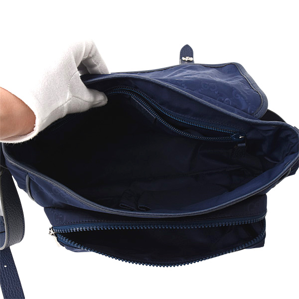 グッチ バッグ レディース メッセンジャー ショルダーバッグ GGナイロン ネイビー GUCCI 510335 中古