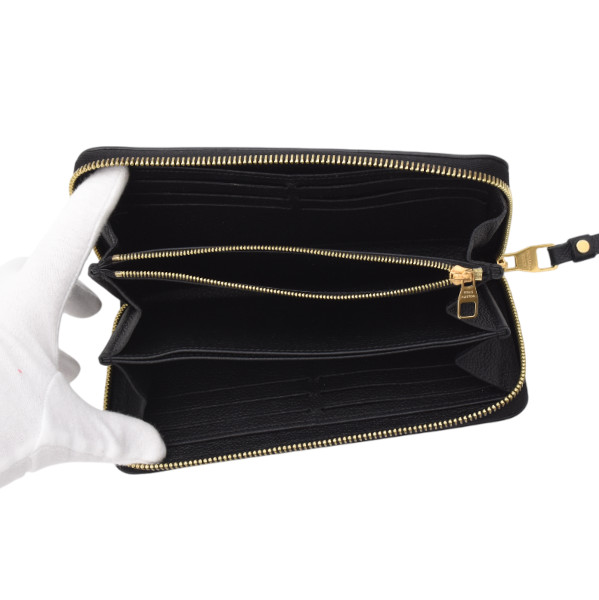 ルイヴィトン 財布 レディース ジッピーウォレット 長財布 バイカラーモノグラムアンプラント ブラック ベージュ M80481 Louis Vuitton 中古