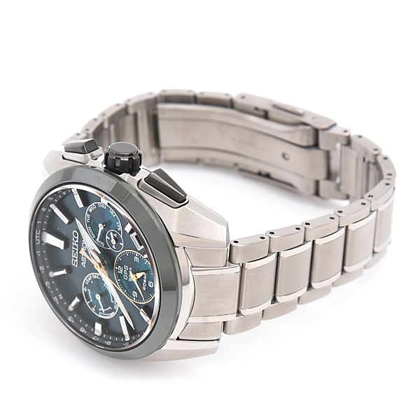 セイコー 腕時計 メンズ アストロン 時の記念日 クロノグラフ ソーラー電波 限定 TI グリーン文字盤 SEIKO SBXC071 5X53-0BA0 中古