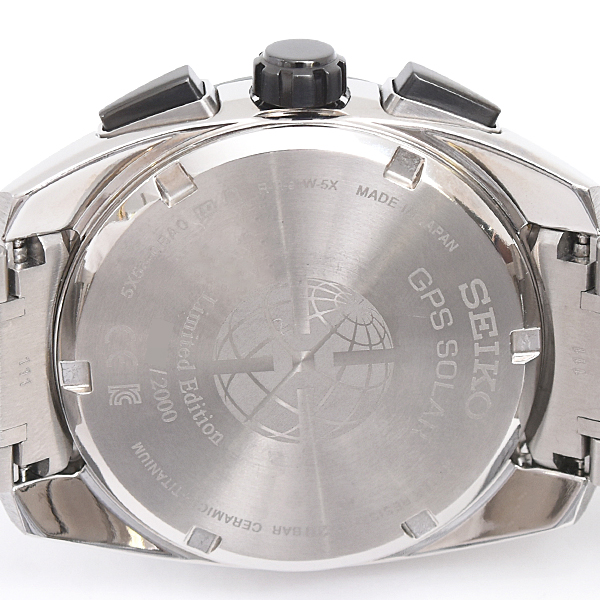 セイコー 腕時計 メンズ アストロン 時の記念日 クロノグラフ ソーラー電波 限定 TI グリーン文字盤 SEIKO SBXC071 5X53-0BA0 中古