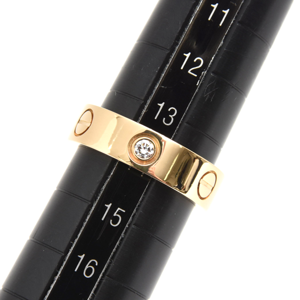 カルティエ 指輪 レディース ラブリング ハーフダイヤ 3Pダイヤ 54号 イエローゴールド Cartier 750YG 中古