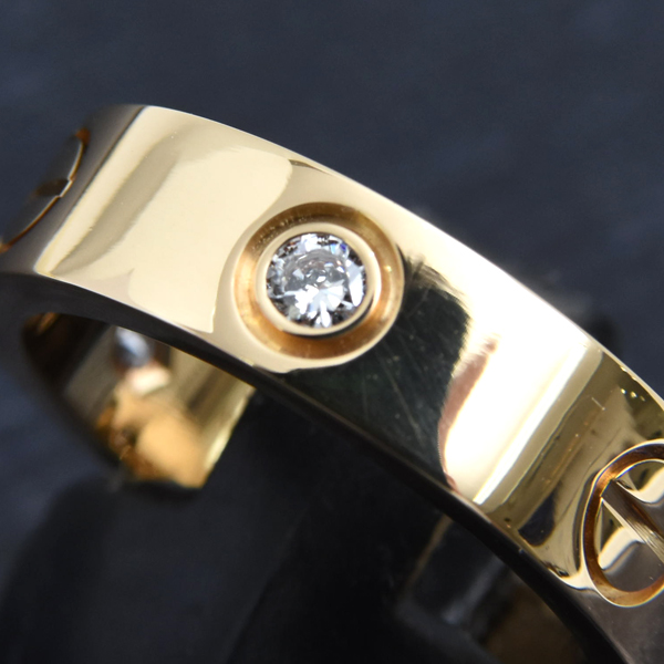 カルティエ 指輪 レディース ラブリング ハーフダイヤ 3Pダイヤ 54号 イエローゴールド Cartier 750YG 中古