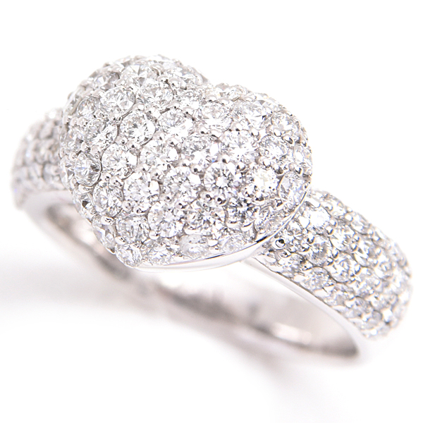 ポンテヴェキオ 指輪 レディース ハートモチーフ ダイヤモンド リング D1.45ct 13号 ホワイトゴールド Ponte Vecchio K18WG 中古