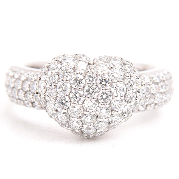 ポンテヴェキオ 指輪 レディース ハートモチーフ ダイヤモンド リング D1.45ct 13号 ホワイトゴールド Ponte Vecchio K18WG 中古