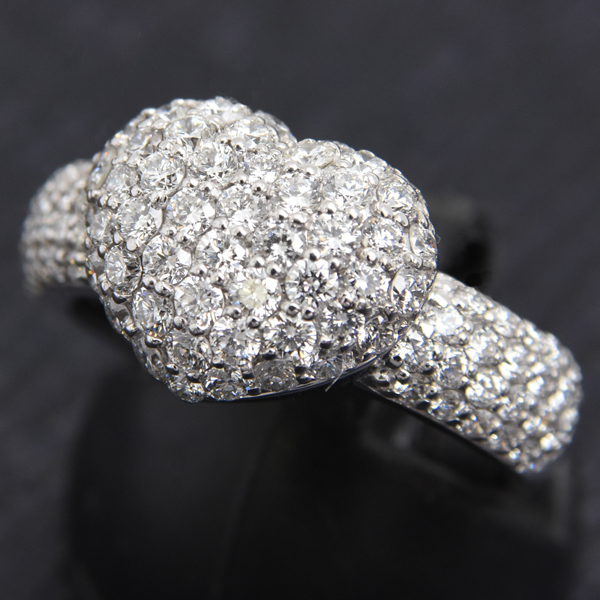 ポンテヴェキオ 指輪 レディース ハートモチーフ ダイヤモンド リング D1.45ct 13号 ホワイトゴールド Ponte Vecchio K18WG 中古
