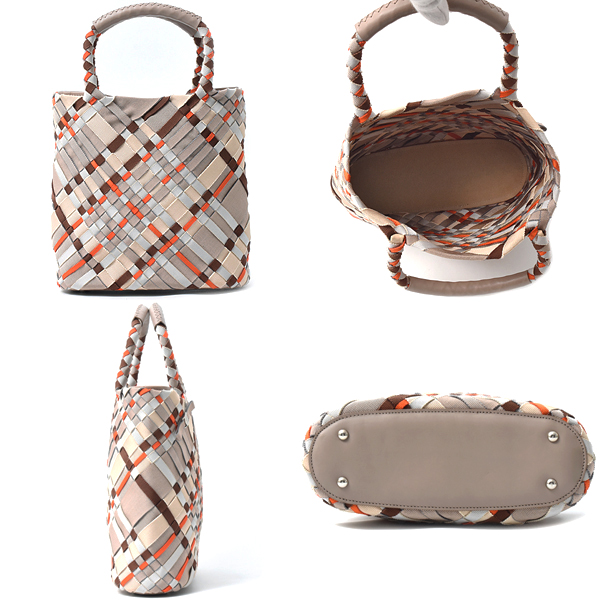 サルヴァトーレ フェラガモ バッグ レディース ヴァラリボン 編み込み ハンドバッグ トートバッグ ナイロン ベージュ系 Salvatore Ferragamo 中古