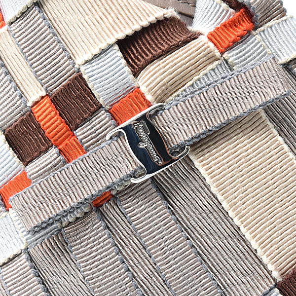 サルヴァトーレ フェラガモ バッグ レディース ヴァラリボン 編み込み ハンドバッグ トートバッグ ナイロン ベージュ系 Salvatore Ferragamo 中古