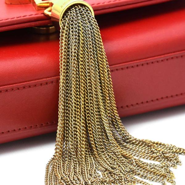 サンローラン バッグ レディース ケイト チェーンショルダーバッグ タッセル レザー レッド SAINT LAURENT 354120 中古