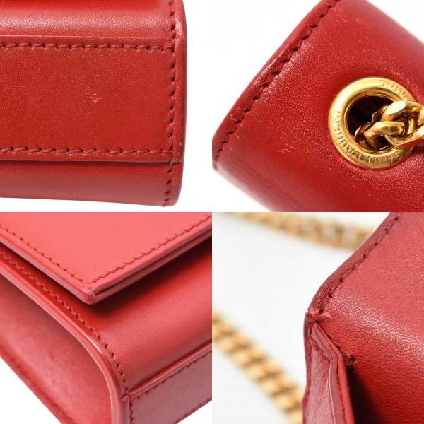 サンローラン バッグ レディース ケイト チェーンショルダーバッグ タッセル レザー レッド SAINT LAURENT 354120 中古