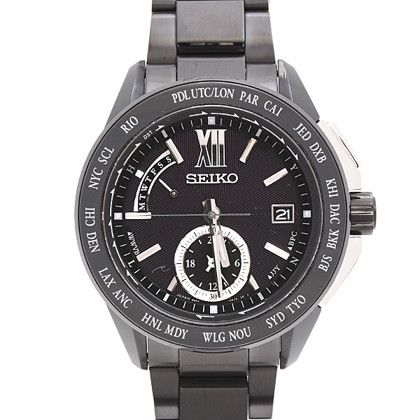 セイコー 時計 メンズ ブライツ エグゼクティブライン ソーラー電波 ブラック文字盤 ステンレス SEIKO SAGA113 8B54-0AK0 中古