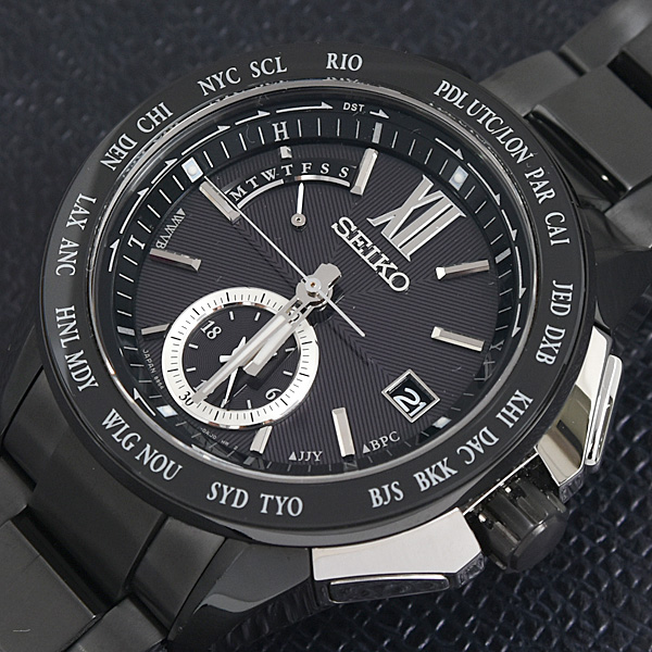セイコー 時計 メンズ ブライツ エグゼクティブライン ソーラー電波 ブラック文字盤 ステンレス SEIKO SAGA113 8B54-0AK0 中古