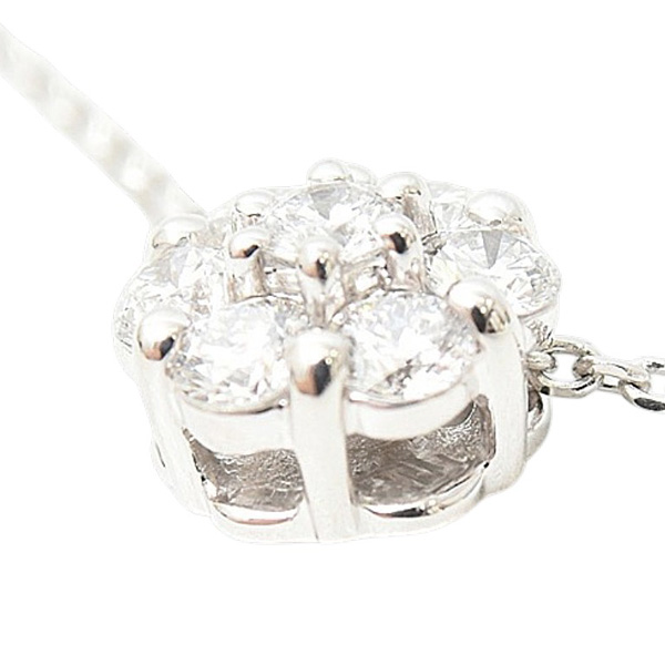 ロイヤルアッシャー ネックレス レディース ダイヤモンドネックレス フラワーモチーフ プラチナ D0.30ct PT900×850 ROYAL ASSCHER 中古