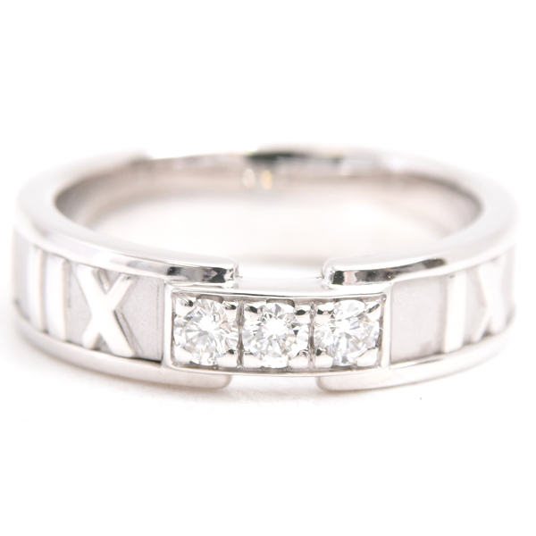 ティファニー 指輪 レディース アトラス 3Pダイヤモンド リング 11.5号 ホワイトゴールド TIFFANY 750WG 中古