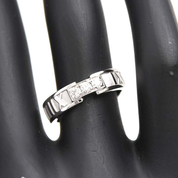 ティファニー 指輪 レディース アトラス 3Pダイヤモンド リング 11.5号 ホワイトゴールド TIFFANY 750WG 中古