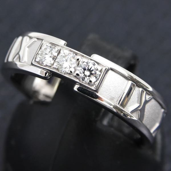 ティファニー 指輪 レディース アトラス 3Pダイヤモンド リング 11.5号 ホワイトゴールド TIFFANY 750WG 中古