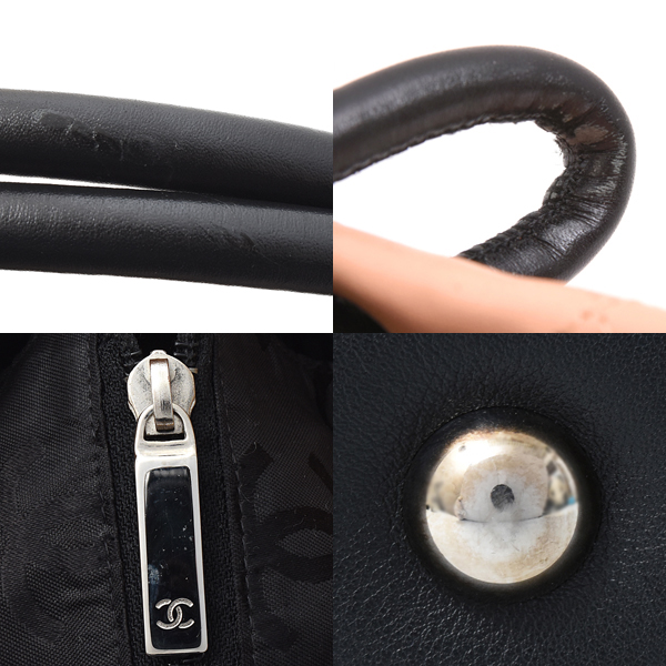 シャネル バッグ レディース カンボンライン トートバッグ ラージ ベージュ系 ブラック CHANEL A25167 中古