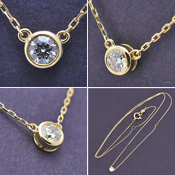 アーカー ネックレス レディース 1P ダイヤモンド イエローゴールド ワンポイントダイヤ AHKAH K18 中古