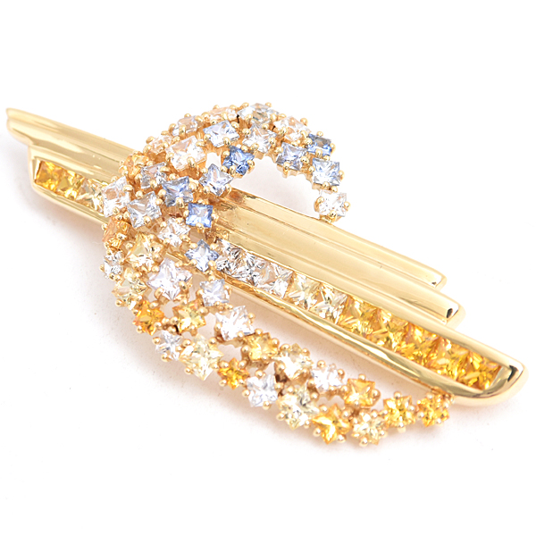 ジュネ ブローチ レディース サファイア デザイン ブローチ S7.73ct イエローゴールド Jeunet 750YG 中古