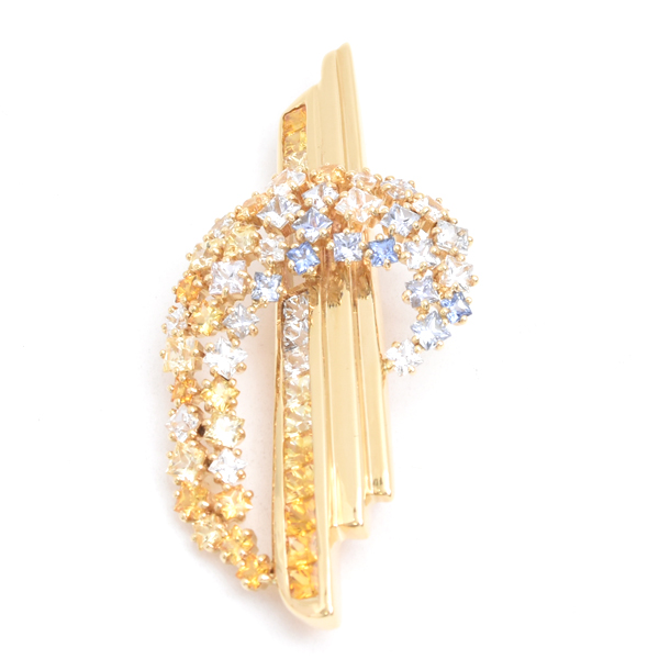 ジュネ ブローチ レディース サファイア デザイン ブローチ S7.73ct イエローゴールド Jeunet 750YG 中古