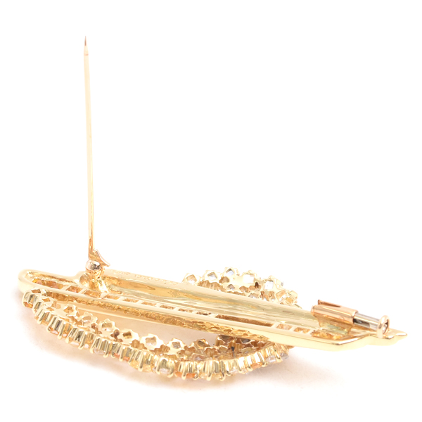 ジュネ ブローチ レディース サファイア デザイン ブローチ S7.73ct イエローゴールド Jeunet 750YG 中古