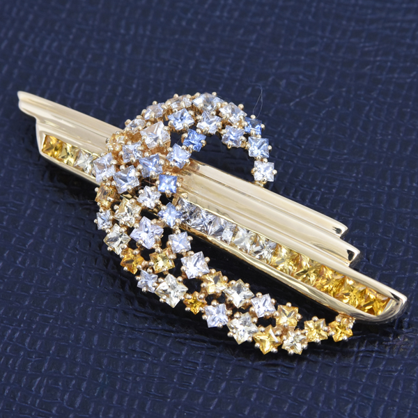 ジュネ ブローチ レディース サファイア デザイン ブローチ S7.73ct イエローゴールド Jeunet 750YG 中古