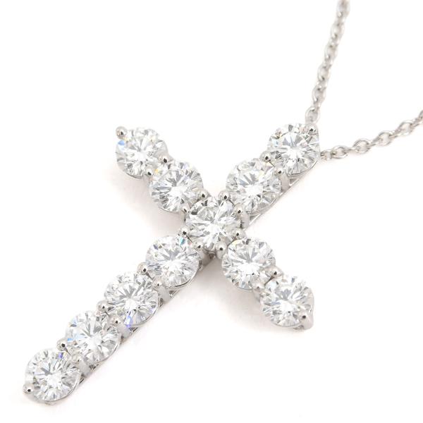 ティファニー ネックレス レディース ラージ クロス ダイヤモンド ネックレス プラチナ TIFFANY PT950 中古
