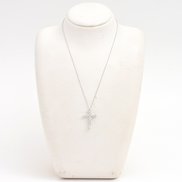 ティファニー ネックレス レディース ラージ クロス ダイヤモンド ネックレス プラチナ TIFFANY PT950 中古
