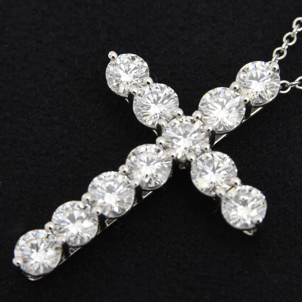 ティファニー ネックレス レディース ラージ クロス ダイヤモンド ネックレス プラチナ TIFFANY PT950 中古