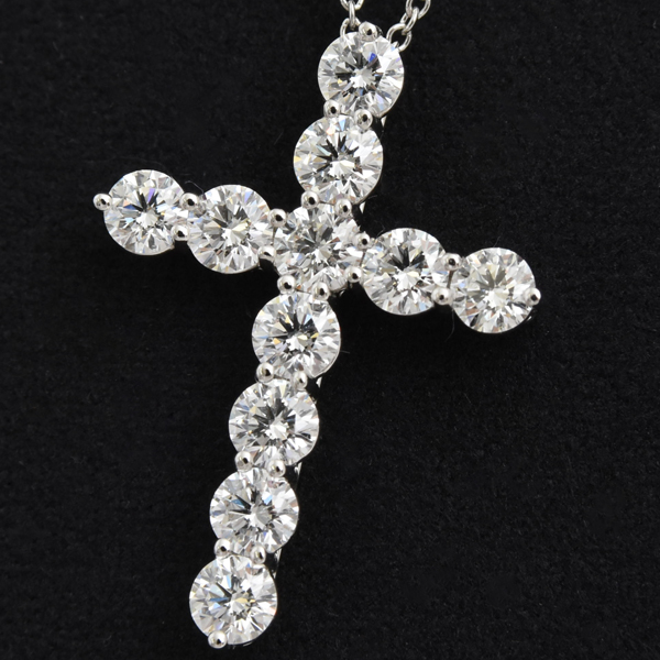 ティファニー ネックレス レディース ラージ クロス ダイヤモンド ネックレス プラチナ TIFFANY PT950 中古