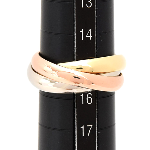 カルティエ 指輪 レディース トリニティ 3連 リング 3.6mm幅 55号 実寸15.5号 ゴールド Cartier 750YG×WG×PG 中古