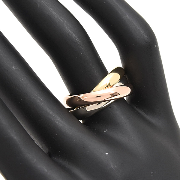 カルティエ 指輪 レディース トリニティ 3連 リング 3.6mm幅 55号 実寸15.5号 ゴールド Cartier 750YG×WG×PG 中古