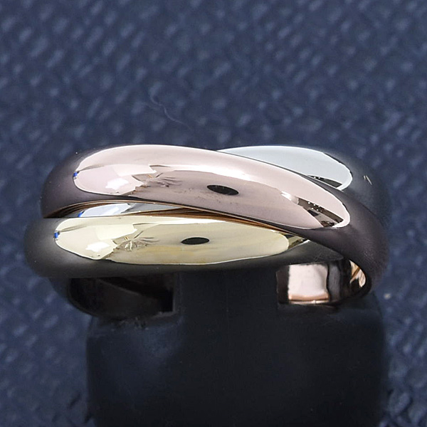 カルティエ 指輪 レディース トリニティ 3連 リング 3.6mm幅 55号 実寸15.5号 ゴールド Cartier 750YG×WG×PG 中古