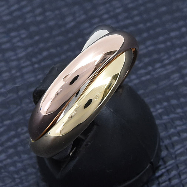 カルティエ 指輪 レディース トリニティ 3連 リング 3.6mm幅 55号 実寸15.5号 ゴールド Cartier 750YG×WG×PG 中古