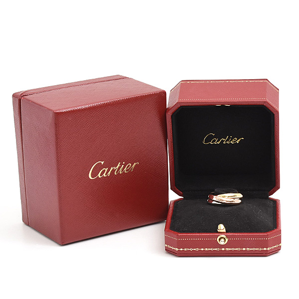 カルティエ 指輪 レディース トリニティ 3連 リング 3.6mm幅 55号 実寸15.5号 ゴールド Cartier 750YG×WG×PG 中古