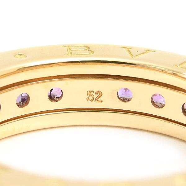 ブルガリ 指輪 レディース ビーゼロワン B-ZERO1 アメジスト リング 52号 実寸12号 イエローゴールド 750YG BVLGARI 中古